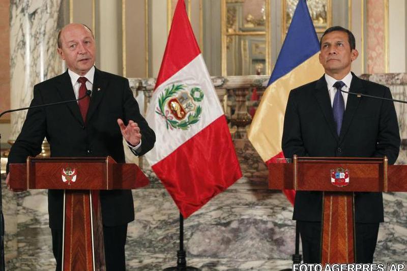 Presedintele Traian Basescu si omologul sau peruan Ollanta Moises Humala Tasso, Foto: Agerpres/AP