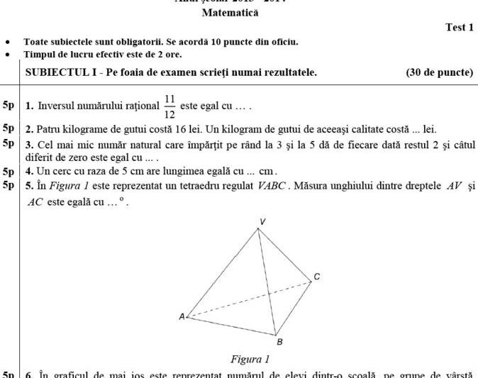 Teste de pregatire la Matematica, Foto: edu.ro