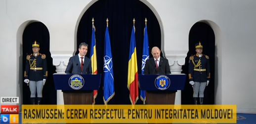 Anders Fogh Rasmussen si Traian Basescu, Foto: Captura video