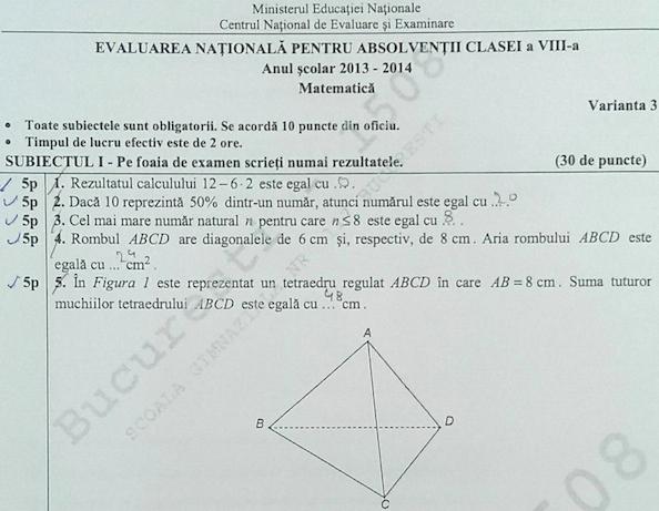 Subiecte Matematica, Foto: Hotnews