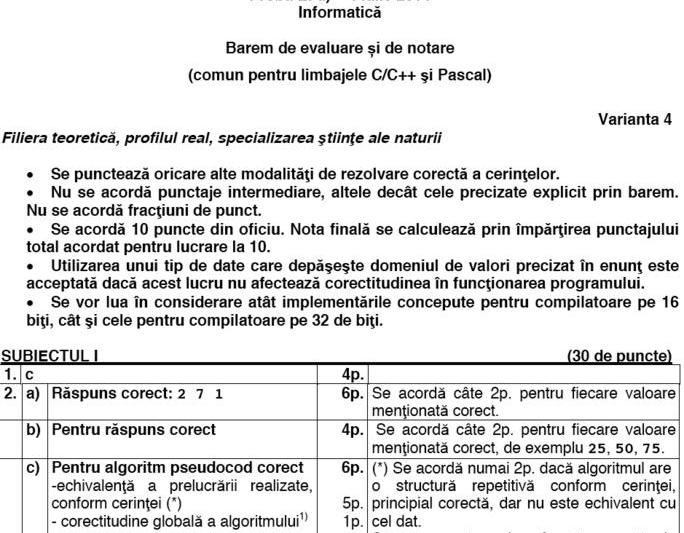 Barem Informatica - BAC 2014, Foto: edu.ro