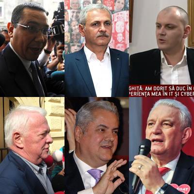 Victor Ponta, Liviu Dragnea, Sebastian Ghita, Viorel Hrebenciuc, Adrian Nastase si Ilie Sarbu, Foto: Colaj / Sursa foto: Agerpres