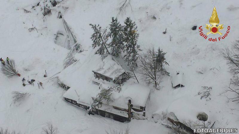 Hotelul Rigopiano acoperit de zapada, Foto: AGERPRES