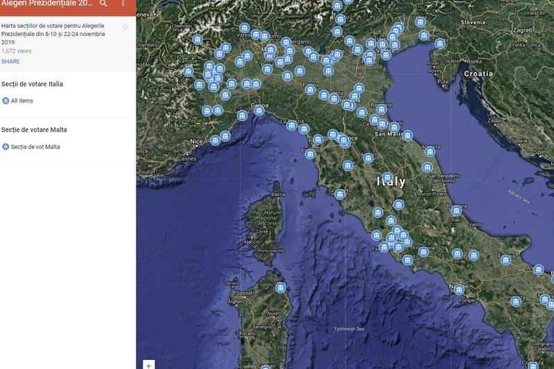 Sectiile de votare din Italia, Foto: Google Maps