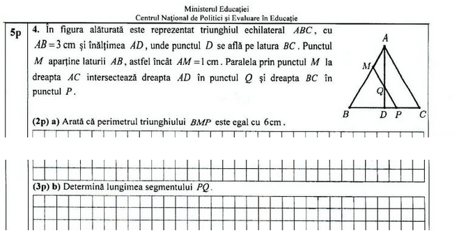 Fragment din subiectele de la matematica, Foto: Hotnews