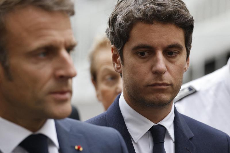 Emmanuel Macron și Gabriel Attal, Foto: Marin Ludovic/Pool/ABACA / Abaca Press / Profimedia